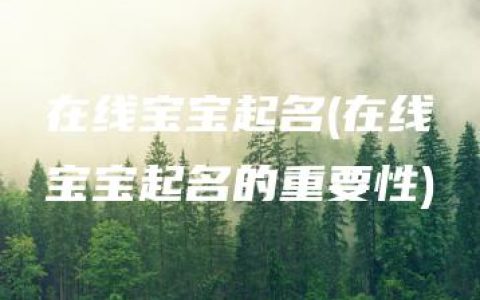 在线宝宝起名(在线宝宝起名的重要性)