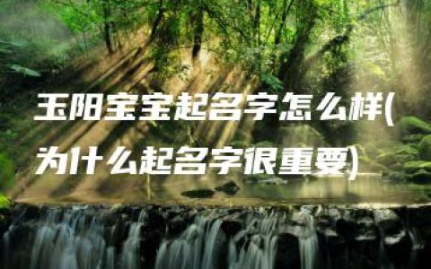 玉阳宝宝起名字怎么样(为什么起名字很重要)