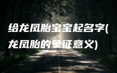 给龙凤胎宝宝起名字(龙凤胎的象征意义)