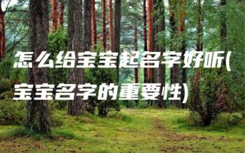 怎么给宝宝起名字好听(宝宝名字的重要性)