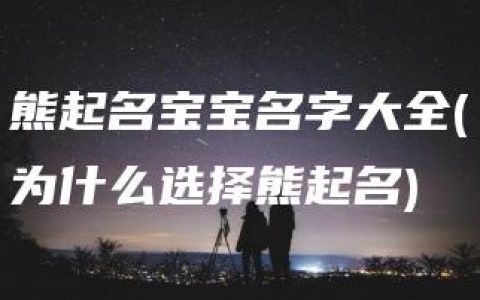 熊起名宝宝名字大全(为什么选择熊起名)