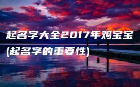 起名字大全2017年鸡宝宝(起名字的重要性)