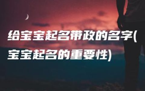 给宝宝起名带政的名字(宝宝起名的重要性)