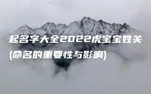 起名字大全2022虎宝宝姓关(命名的重要性与影响)