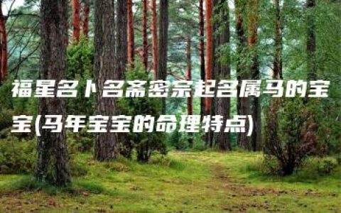 福星名卜名斋密宗起名属马的宝宝(马年宝宝的命理特点)