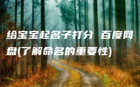 给宝宝起名子打分 百度网盘(了解命名的重要性)