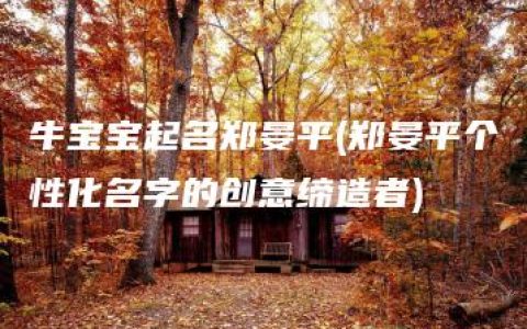 牛宝宝起名郑晏平(郑晏平个性化名字的创意缔造者)