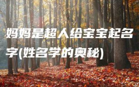 妈妈是超人给宝宝起名字(姓名学的奥秘)