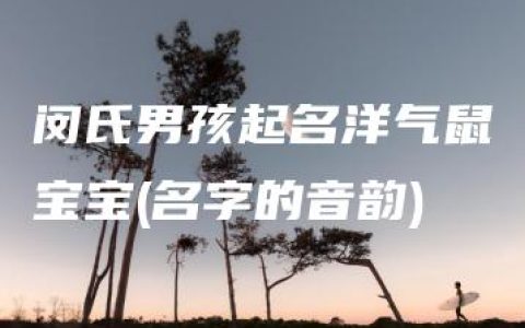 闵氏男孩起名洋气鼠宝宝(名字的音韵)