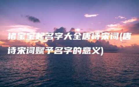 猪宝宝起名字大全唐诗宋词(唐诗宋词赋予名字的意义)