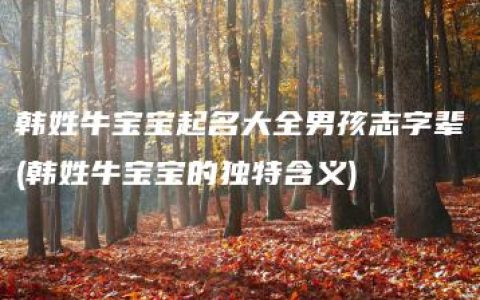 韩姓牛宝宝起名大全男孩志字辈(韩姓牛宝宝的独特含义)