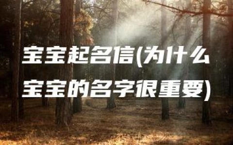 宝宝起名信(为什么宝宝的名字很重要)