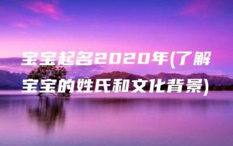 宝宝起名2020年(了解宝宝的姓氏和文化背景)