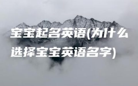 宝宝起名英语(为什么选择宝宝英语名字)