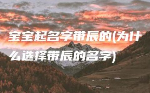 宝宝起名字带辰的(为什么选择带辰的名字)