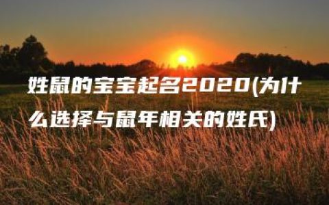 姓鼠的宝宝起名2020(为什么选择与鼠年相关的姓氏)