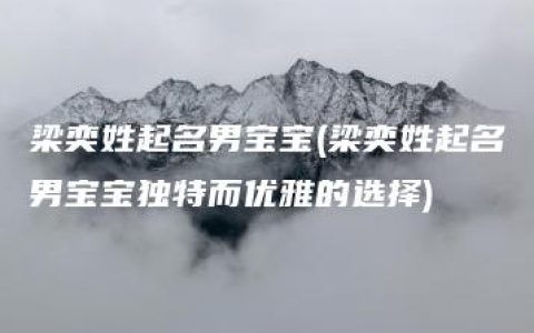 梁奕姓起名男宝宝(梁奕姓起名男宝宝独特而优雅的选择)