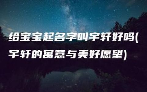 给宝宝起名字叫宇轩好吗(宇轩的寓意与美好愿望)