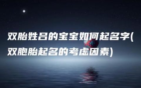 双胎姓吕的宝宝如何起名字(双胞胎起名的考虑因素)