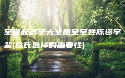 宝宝起名字大全鼠宝宝姓陈资字辈(姓氏选择的重要性)