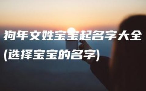 狗年文姓宝宝起名字大全(选择宝宝的名字)