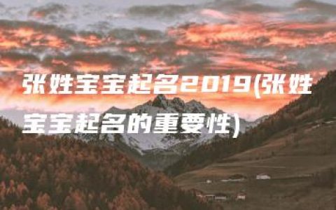 张姓宝宝起名2019(张姓宝宝起名的重要性)