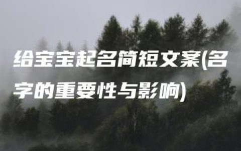 给宝宝起名简短文案(名字的重要性与影响)