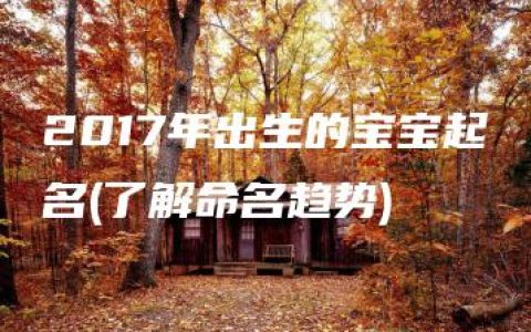 2017年出生的宝宝起名(了解命名趋势)