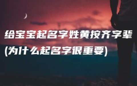 给宝宝起名字姓黄按齐字辈(为什么起名字很重要)