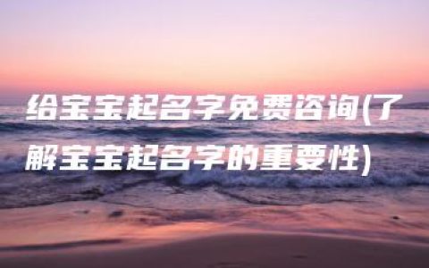 给宝宝起名字免费咨询(了解宝宝起名字的重要性)