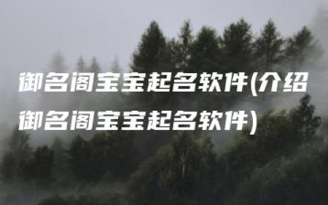 御名阁宝宝起名软件(介绍御名阁宝宝起名软件)