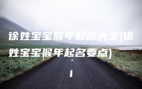 徐姓宝宝猴年起名大全(徐姓宝宝猴年起名要点)