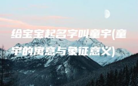 给宝宝起名字叫童宇(童宇的寓意与象征意义)