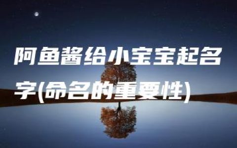 阿鱼酱给小宝宝起名字(命名的重要性)