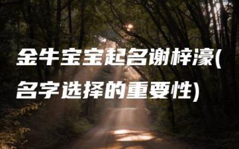 金牛宝宝起名谢梓濠(名字选择的重要性)