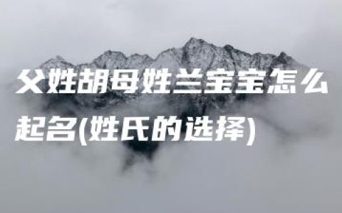 父姓胡母姓兰宝宝怎么起名(姓氏的选择)