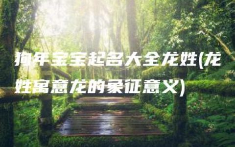 狗年宝宝起名大全龙姓(龙姓寓意龙的象征意义)