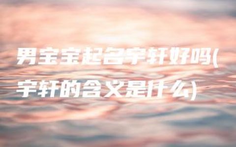 男宝宝起名宇轩好吗(宇轩的含义是什么)