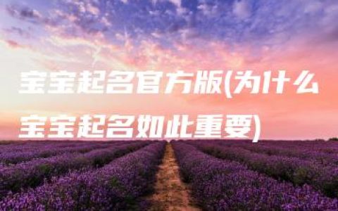 宝宝起名官方版(为什么宝宝起名如此重要)