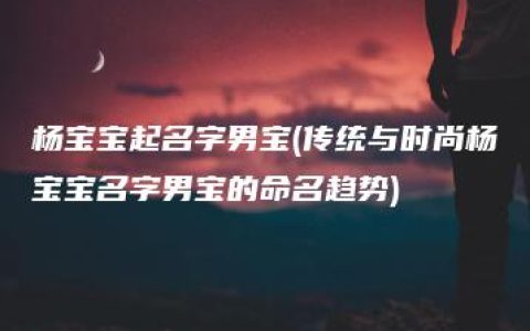 杨宝宝起名字男宝(传统与时尚杨宝宝名字男宝的命名趋势)