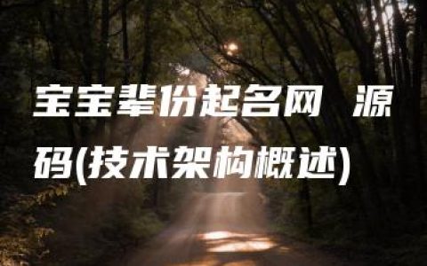 宝宝辈份起名网 源码(技术架构概述)