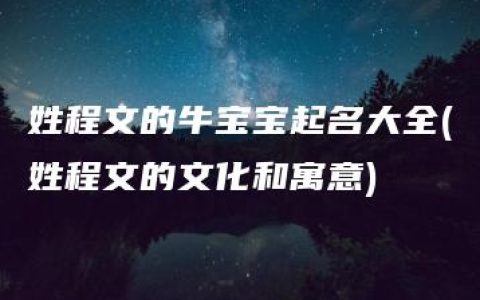 姓程文的牛宝宝起名大全(姓程文的文化和寓意)