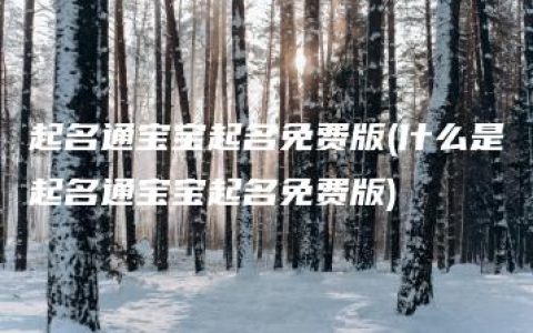 起名通宝宝起名免费版(什么是起名通宝宝起名免费版)