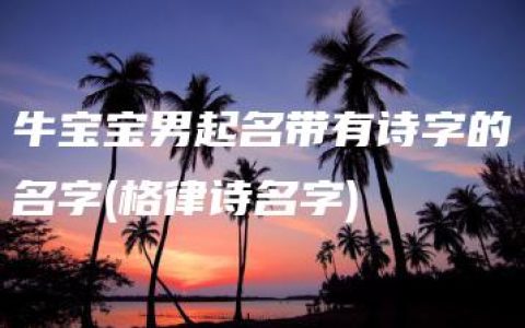 牛宝宝男起名带有诗字的名字(格律诗名字)