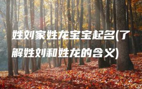 姓刘家姓龙宝宝起名(了解姓刘和姓龙的含义)