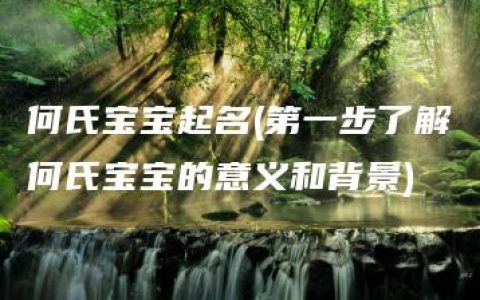 何氏宝宝起名(第一步了解何氏宝宝的意义和背景)