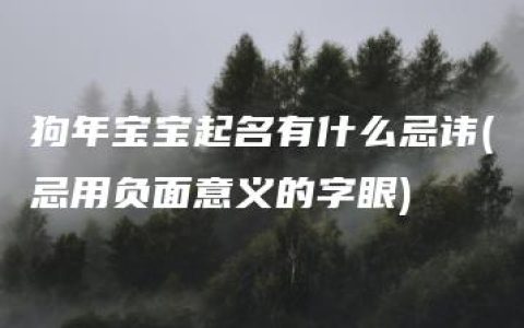 狗年宝宝起名有什么忌讳(忌用负面意义的字眼)