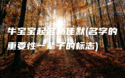 牛宝宝起名杨佳默(名字的重要性一辈子的标志)