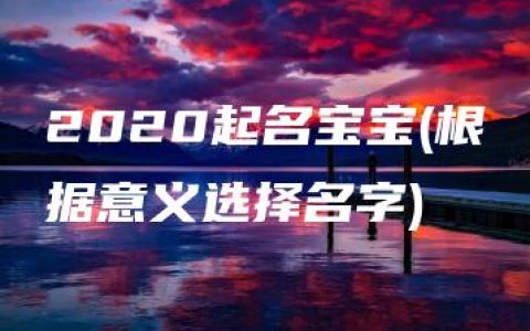 2020起名宝宝(根据意义选择名字)