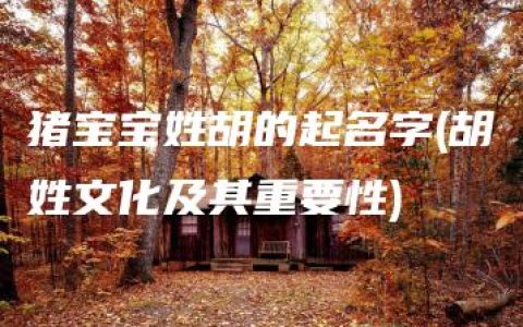 猪宝宝姓胡的起名字(胡姓文化及其重要性)